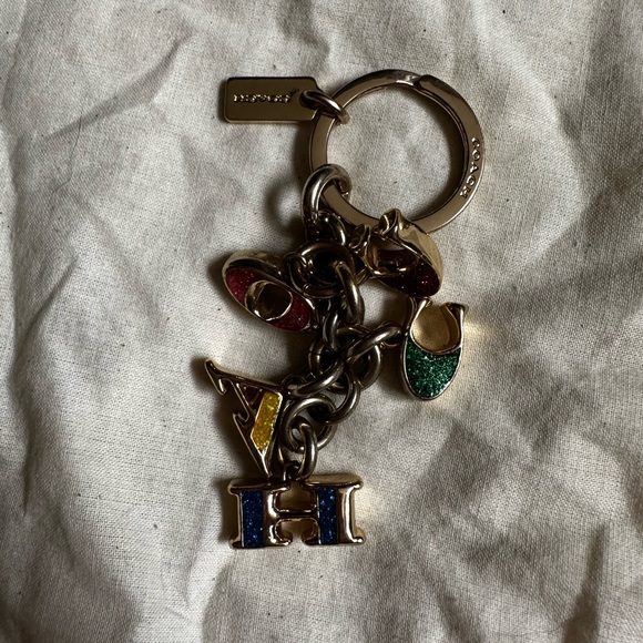 Coach Pride Gold Alphabet Logo Charm Keychain Enamel Metal - Picture 6 of 7